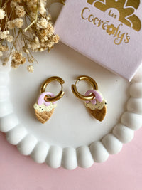 Pampilles SÉLIA petite glace vanille fraise - boucles d’oreilles interchangeables