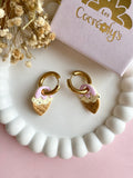 Pampilles SÉLIA petite glace vanille fraise - boucles d’oreilles interchangeables