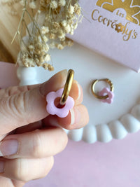 Pampilles FLORETTE rouge cerise ou rose doux - boucles d’oreilles interchangeables