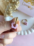 Pampilles FLORETTE rouge cerise ou rose doux - boucles d’oreilles interchangeables