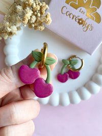 Pampilles cerise couleur framboise intense SERENA - boucles d’oreilles interchangeables