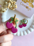 Pampilles cerise couleur framboise intense SERENA - boucles d’oreilles interchangeables