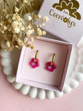 Pampilles FLORETTE framboise ou vert émeraude - boucles d’oreilles interchangeables