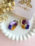 Pampilles ÉZIA couleurs cassis,violine, lilas et tournesol - boucles d’oreilles interchangeables