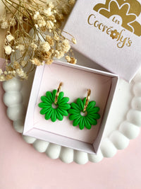 Pampilles BAHLIA jaune mangue ou vert tropical - boucles d’oreilles interchangeables
