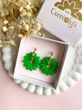 Pampilles BAHLIA jaune mangue ou vert tropical - boucles d’oreilles interchangeables