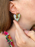 Pampilles ASTRID strié rose, bleu, vert - boucles d’oreilles interchangeables
