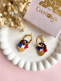 Pampilles SÉLIA petite glace bleu blanc rouge - boucles d’oreilles interchangeables