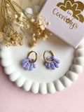 Pampilles JEANINE marbré couleurs lavande, lilas, blanc nacré réversibles - boucles d’oreilles interchangeables