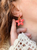 Pampilles TIARÉ beige doré ou corail - boucles d’oreilles interchangeables