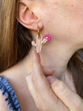 Pampilles ORIANA cactus doré rose ou vert - boucles d’oreilles interchangeables