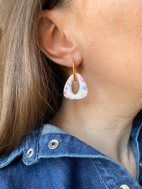 Pampilles AMBRE réversibles fleuris - boucles d’oreilles interchangeables