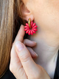 Pampilles APPOLINE rouge cerise ou vanille éclats rouge rose - boucles d’oreilles interchangeables