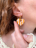 Pampilles INAYA à rayures terracotta nacré et beige - boucles d’oreilles interchangeables