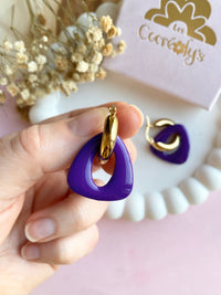 Pampilles AMBRE lilas motif vichy ou uni cassis - boucles d’oreilles interchangeables