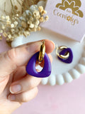 Pampilles AMBRE lilas motif vichy ou uni cassis - boucles d’oreilles interchangeables