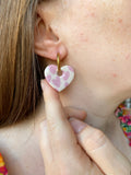 Pampilles INAYA motifs coeurs, beige ou corail intense - boucles d’oreilles interchangeables
