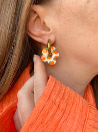 Pampilles FLORALIE réversibles écru oranges - boucles d’oreilles interchangeables