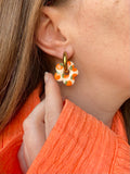 Pampilles FLORALIE réversibles écru oranges - boucles d’oreilles interchangeables