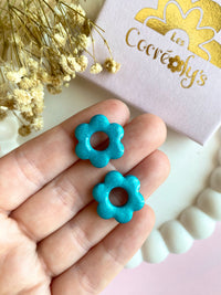 Pampilles MARIETTE blanc nacré ou bleu lagon nacré ou bleu roi - boucles d’oreilles interchangeables