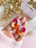 Pampilles ÉZIA couleurs mandarine pêche framboise rose pétale - boucles d’oreilles interchangeables