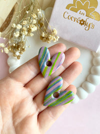 Pampilles ASTRID strié rose, bleu, vert - boucles d’oreilles interchangeables