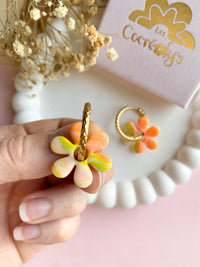 Pampilles ROMANE marbré fluo et pointe de doré - boucles d’oreilles interchangeables