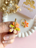 Pampilles ROMANE marbré fluo et pointe de doré - boucles d’oreilles interchangeables