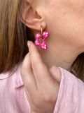 Pampilles papillons OPHÉLIA framboise ou vert émeraude - boucles d’oreilles interchangeables