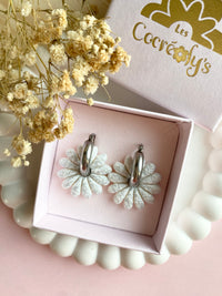 Pampilles APPOLINE blanche éclats doré ou argenté - boucles d’oreilles interchangeables