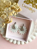 Pampilles APPOLINE blanche éclats doré ou argenté - boucles d’oreilles interchangeables