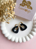 Pampilles AMBRE réversibles texturé léopard noir - boucles d’oreilles interchangeables