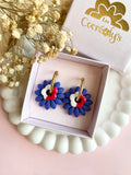 Pampilles APPOLINE bleu roi + FLORETTE blanc rouge - boucles d’oreilles interchangeables
