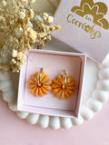 Pampilles APPOLINE marbré orangé, doré - boucles d’oreilles interchangeables