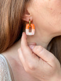 Pampilles ÉZIA orange fluo et blanc éclats rose orange fluo - boucles d’oreilles interchangeables