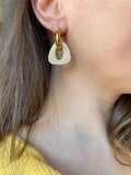 Pampilles AMBRE doré ou blanc éclats dorés - boucles d’oreilles interchangeables