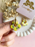 Pampilles FLORALIE réversibles écru citrons - boucles d’oreilles interchangeables