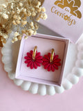 Pampilles APPOLINE rouge cerise ou vanille éclats rouge rose - boucles d’oreilles interchangeables