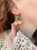 Pampilles cerise couleur abricot SERENA - boucles d’oreilles interchangeables