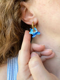 Pampilles CLOA petite tortue de mer bleu à rayures - boucles d’oreilles interchangeables