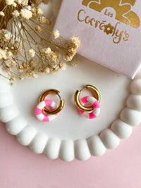 Pampilles MAËLLE petite bouée rose fluo ou orange fluo - boucles d’oreilles interchangeables