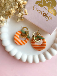 Pampilles SOËLLE orange à rayures orange et pêche - boucles d’oreilles interchangeables