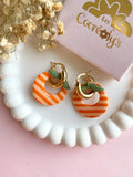 Pampilles SOËLLE orange à rayures orange et pêche - boucles d’oreilles interchangeables
