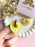 Pampilles ALYA réversibles citron jaune - boucles d’oreilles interchangeables