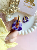 Pampilles AMBRE réversibles cassis motifs couleur lilas - boucles d’oreilles interchangeables