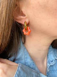 Pampilles MARIETTE translucide mandarine - boucles d’oreilles interchangeables