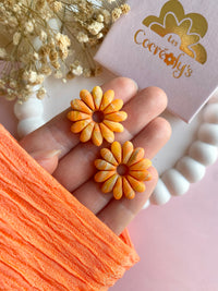 Pampilles APPOLINE marbré orangé, doré - boucles d’oreilles interchangeables