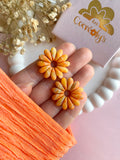 Pampilles APPOLINE marbré orangé, doré - boucles d’oreilles interchangeables