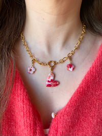 Collier Coeur Marbré rouge