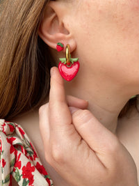Pampilles fraise rouge SERENA - boucles d’oreilles interchangeable